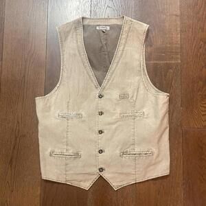 Le Château Corduroy Vest Size XL Button Up Biege